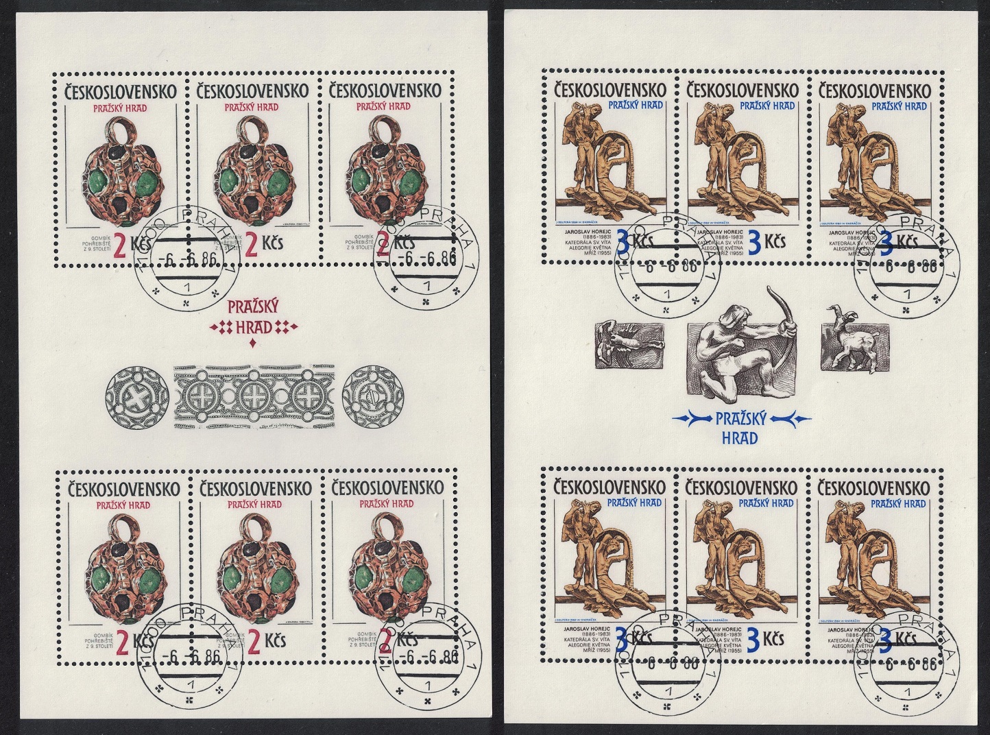 Czechoslovakia Prague Castle 22nd series Sheetlets 1986 Canc SG#2834-2835 MI#2865-2866KB