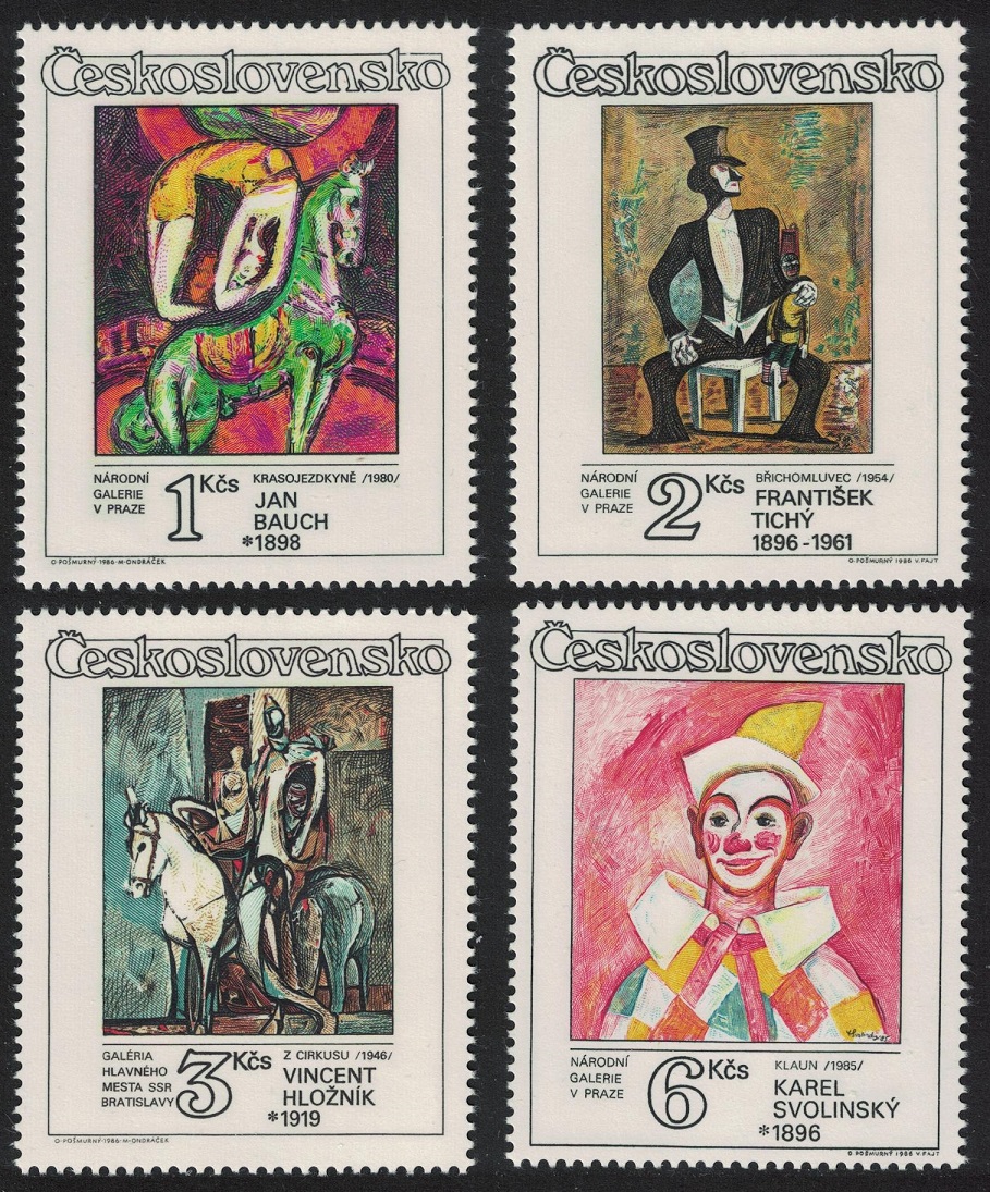 Czechoslovakia Circus and Variety Acts on Paintings 4v 1986 MNH SG#2854-2857 MI#2885-2888