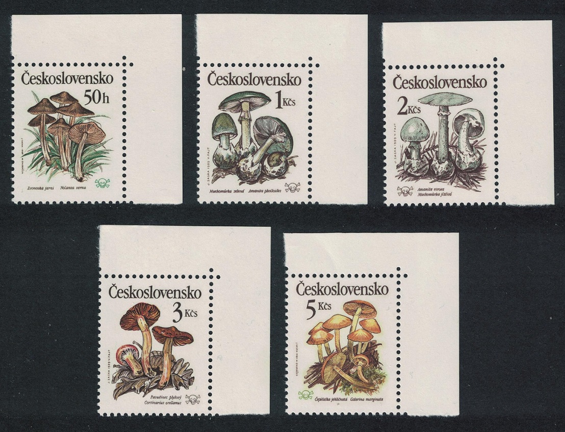 Czechoslovakia Poisonous Fungi 5v Corners 1989 MNH SG#2992-2996