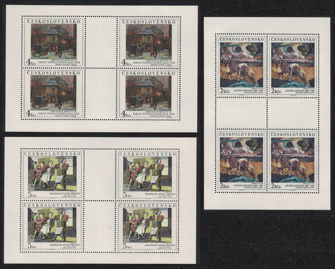 Czechoslovakia Art paintings 24th series 3 Sheetlets 1989 MNH SG#3000-3002