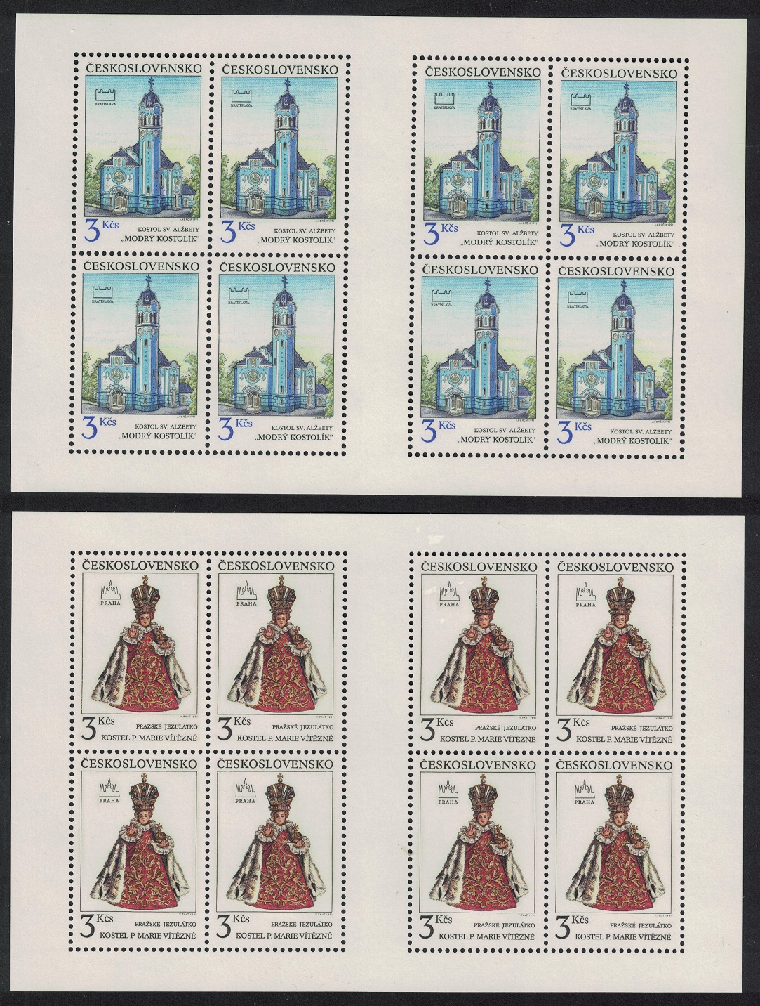 Czechoslovakia Prague and Bratislava 2 Sheetlets 1991 MNH SG#3071-3072