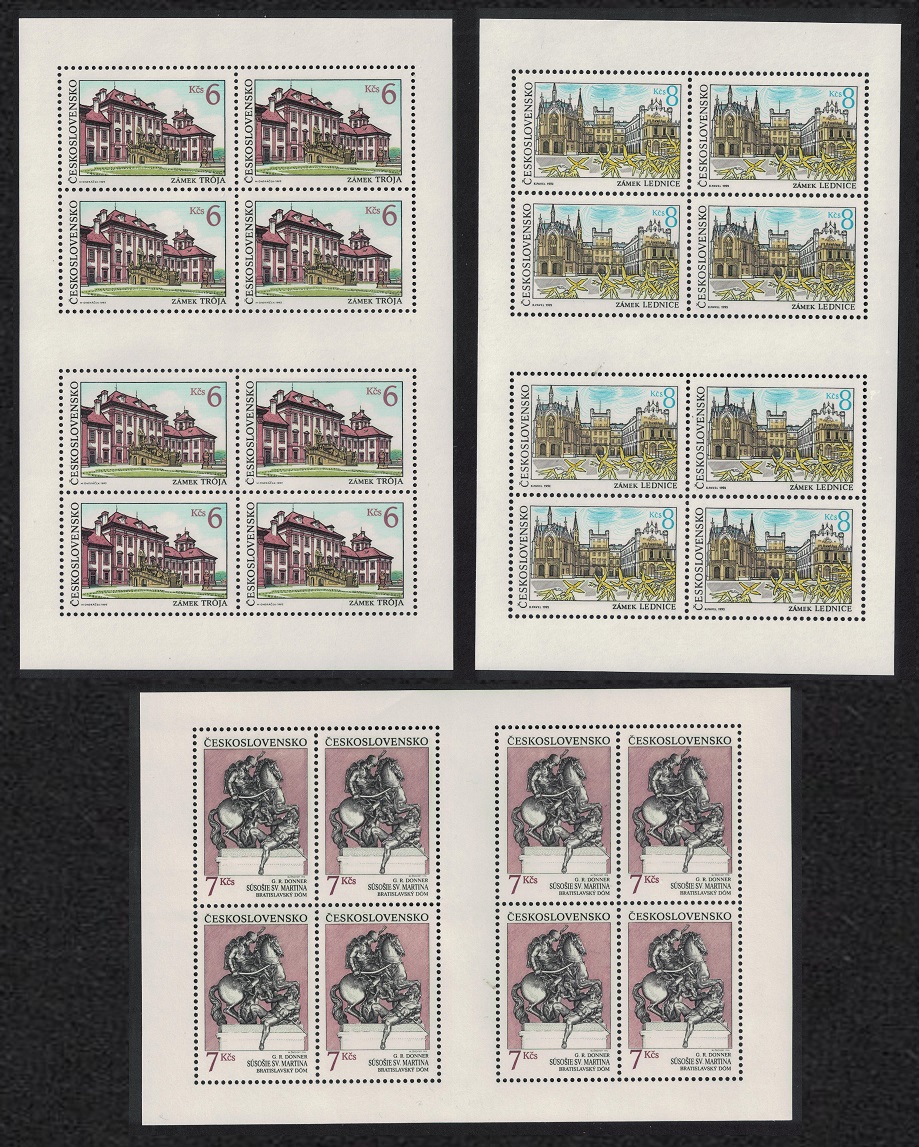 Czechoslovakia Troja Castle 3 Sheetlets 1992 MNH SG#3101-3103 MI#3126-3128