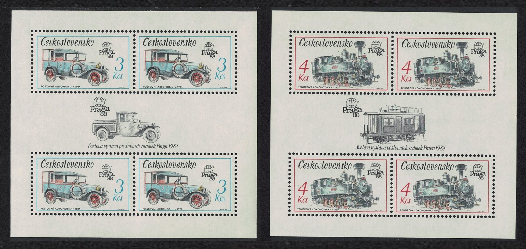 Czechoslovakia Cars Technical Monuments 2 MSs 1987 MNH MI#Block 70-71