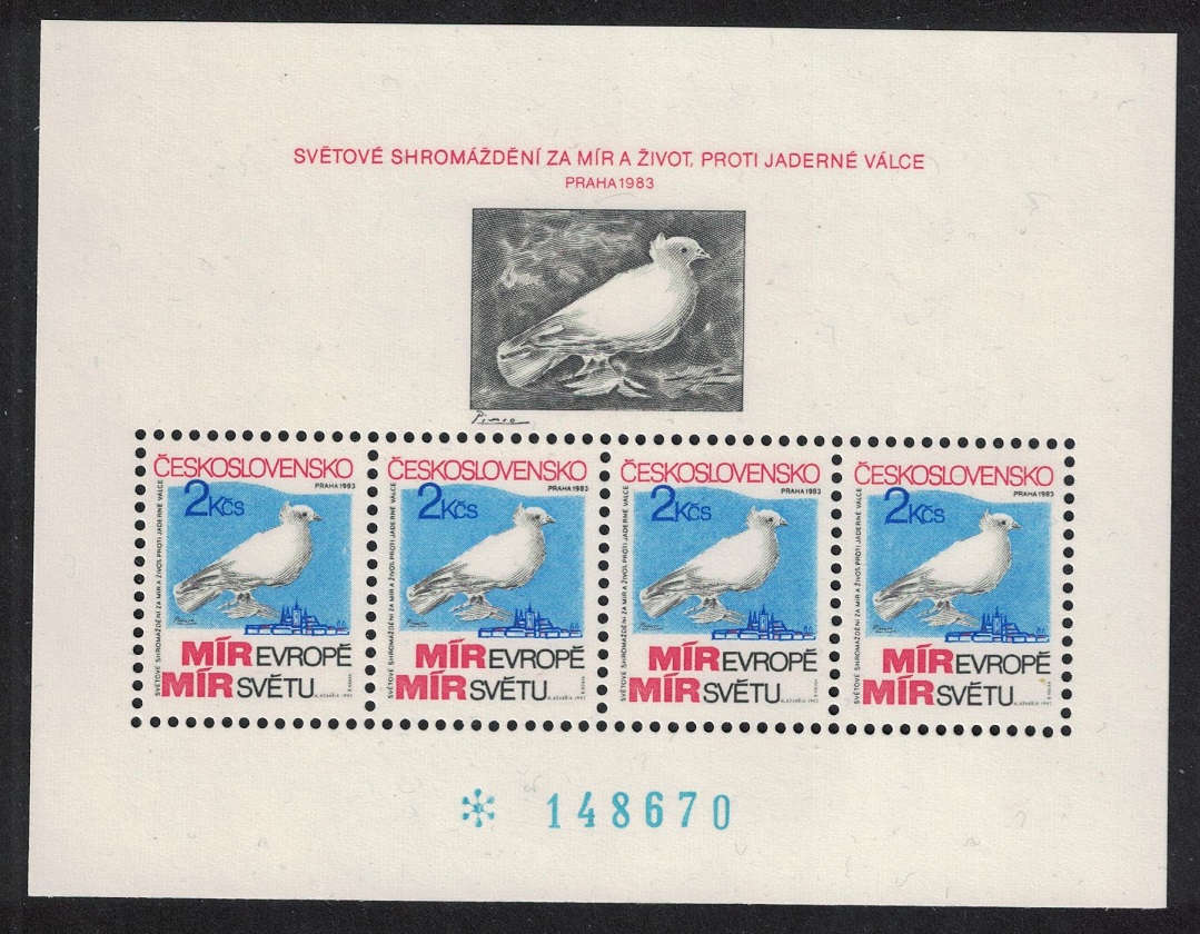 Czechoslovakia Dove Bird World Peace and Life Congress 1983 MNH SG#MS2684 MI#Block 54