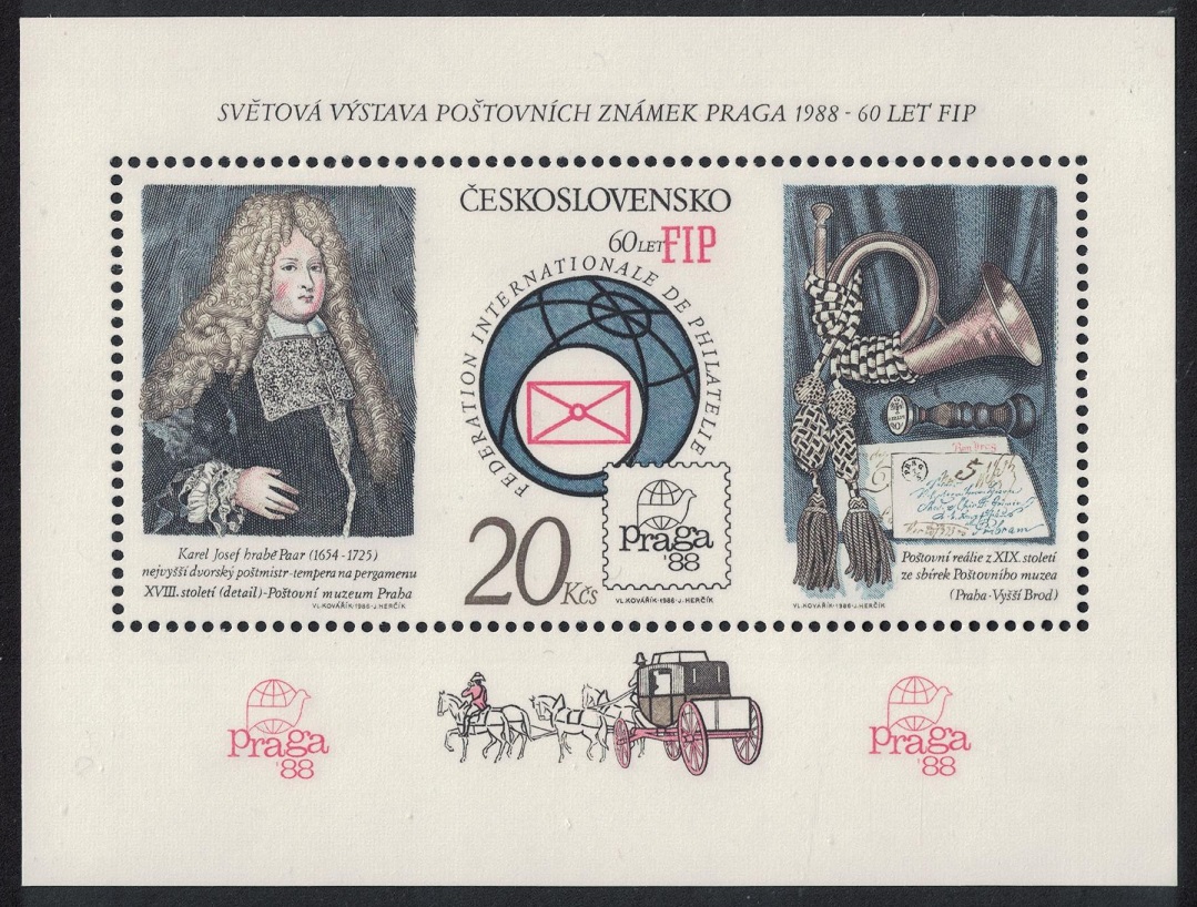 Czechoslovakia Praga &#39;88 Stamp Exhibition Prague MS Frame Perf RARR 1986 MNH SG#MS2833 MI#Block 67C