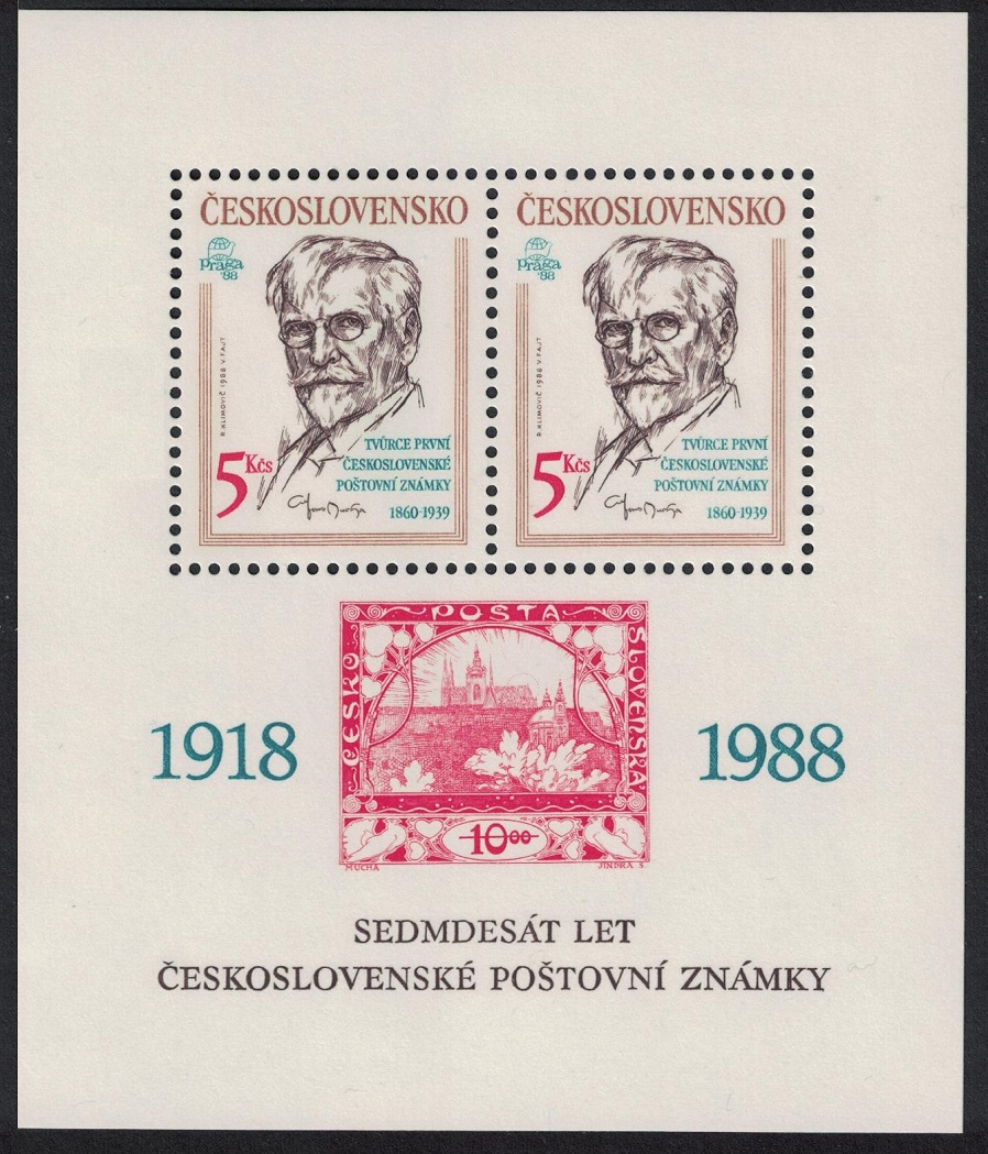 Czechoslovakia First Czechoslovak Stamps MS 1988 MNH SG#MS2946