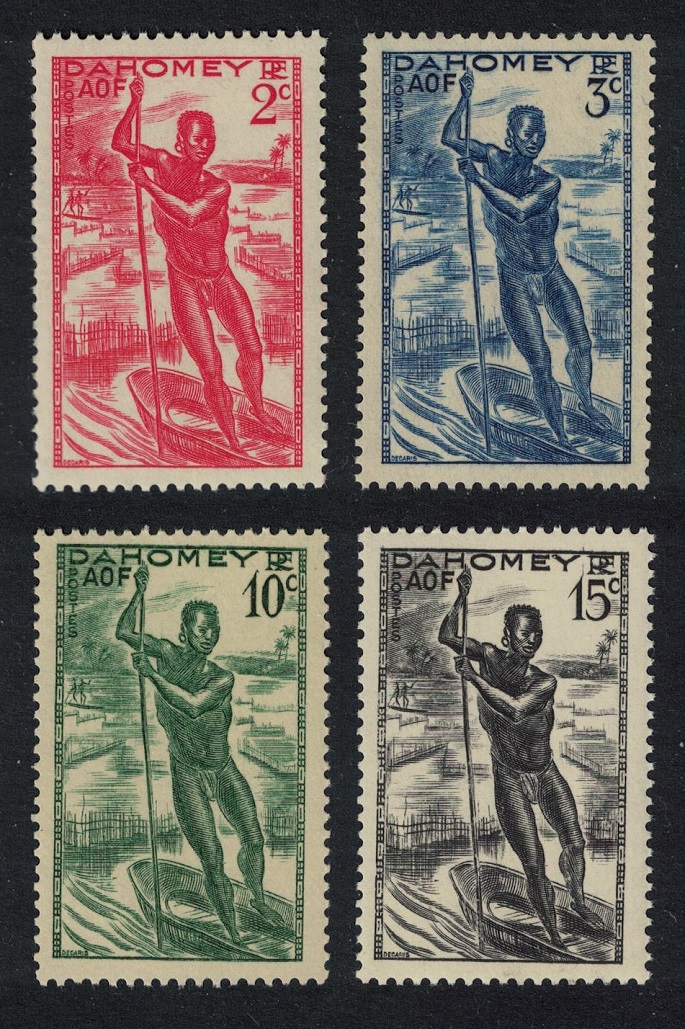 Dahomey Native Poling Canoe 4v 1941 MH SG#122=126 MI#125=129 Sc#113=117