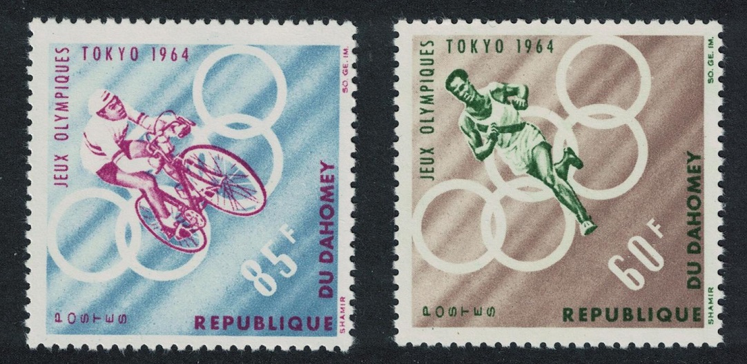 Dahomey Cycling Running Olympic Games Tokyo 2v 1964 MNH SG#211-212 MI#239-240 Sc#191-192