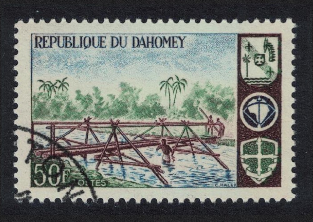 Dahomey Scouting Constructing bridge 50c KEY VALUE 1966 CTO SG#262 MI#289 Sc#225