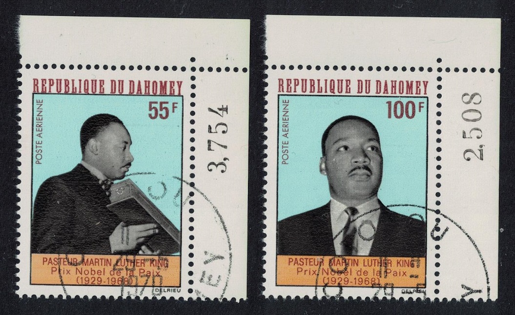 Dahomey Martin Luther King 2v Corners Numbers 1968 CTO SG#329-330 MI#347-348 Sc#C72-C73