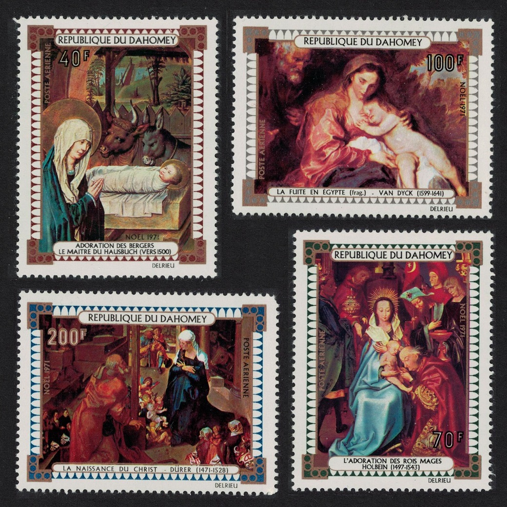 Dahomey Durer Holbein Van Dyck Christmas Paintings Def 1971 MNH SG#448-451 MI#463-466