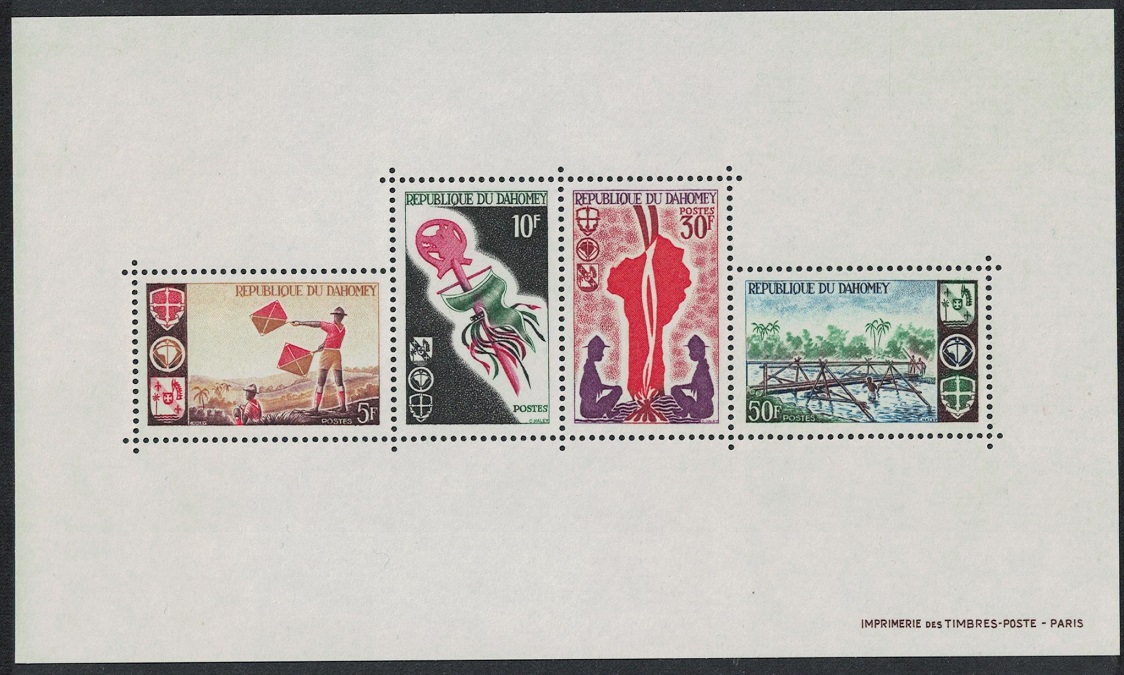 Dahomey Scouting Kite Bridge MS ATTENTION on 30f stamp! 1966 MNH SG#MS263 MI#Block 5 Sc#225a