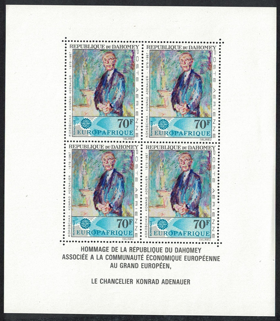 Dahomey Dr Adenauer Commemoration MS Def 1967 Def SG#MS295 MI#Block 8 Sc#C58a