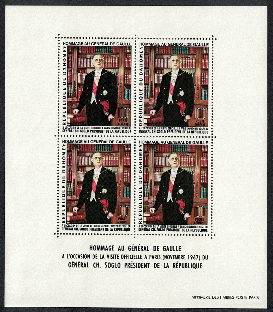 Dahomey &#39;Homage to General de Gaulle&#39; MS 1967 MNH SG#MS310 MI#Block 11