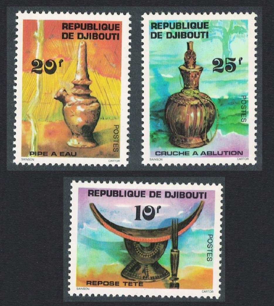 Djibouti Headrest Water cask Jar Local Art 3v 1977 MNH SG#708-710