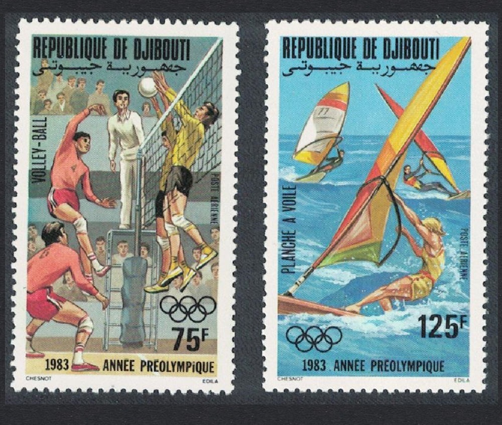 Djibouti Volleyball Surfing Olympic Games Los Angeles 1984 2v 1983 MNH SG#873-874