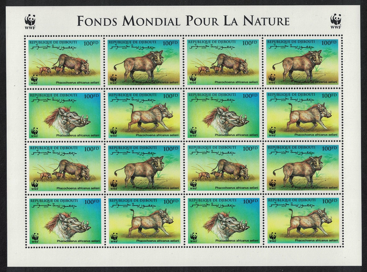 Djibouti WWF Eritrean Warthog Sheetlet of 4 sets 2000 MNH SG#1192-1195 MI#678-681 Sc#795 a-d