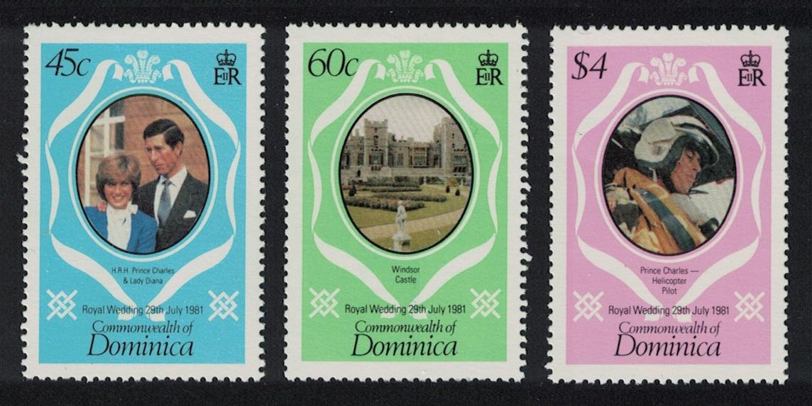 Dominica Charles and Diana Royal Wedding 3v perf 14 1981 MNH SG#747-749 MI#713-715