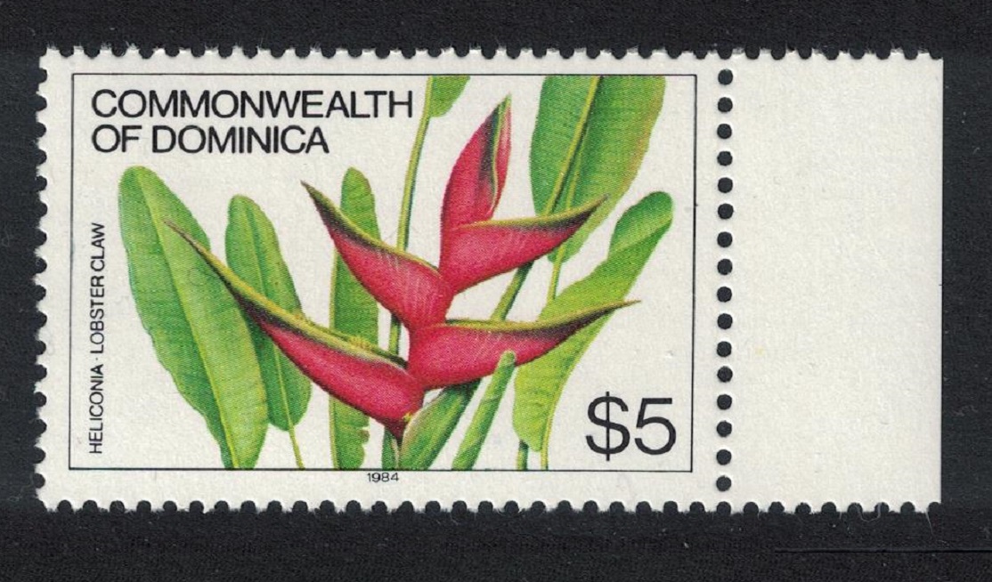 Dominica Heliconia or lobster claw Flower $5 imprint &#39;1984&#39; MNH SG#780B