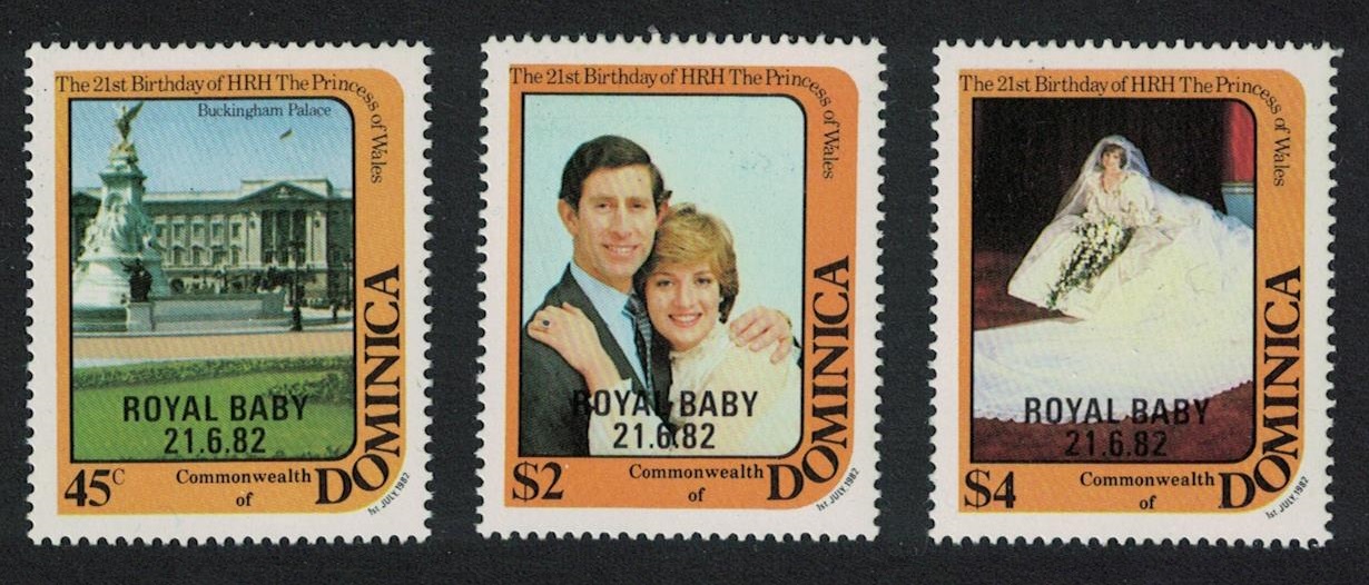 Dominica Birth of Prince William of Wales 3v 1982 MNH SG#830-832