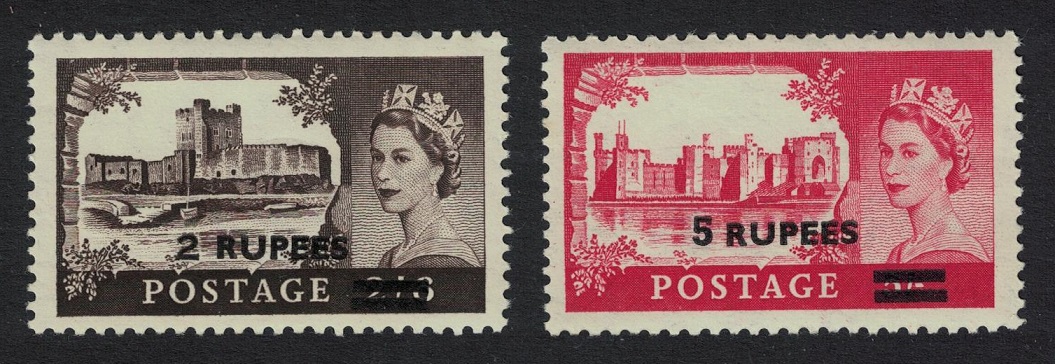 British PO in Eastern Arabia Castles 2v 1955 MNH SG#56-57