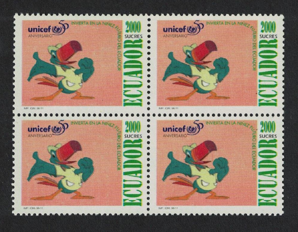 Ecuador Bird UNICEF Block of 4 1996 MNH SG#2270