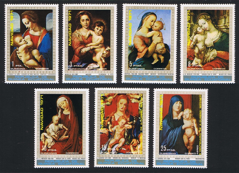 Equatorial Guinea Paintings Madonnas Christmas 7v 1971 MNH Sc#7223-7231