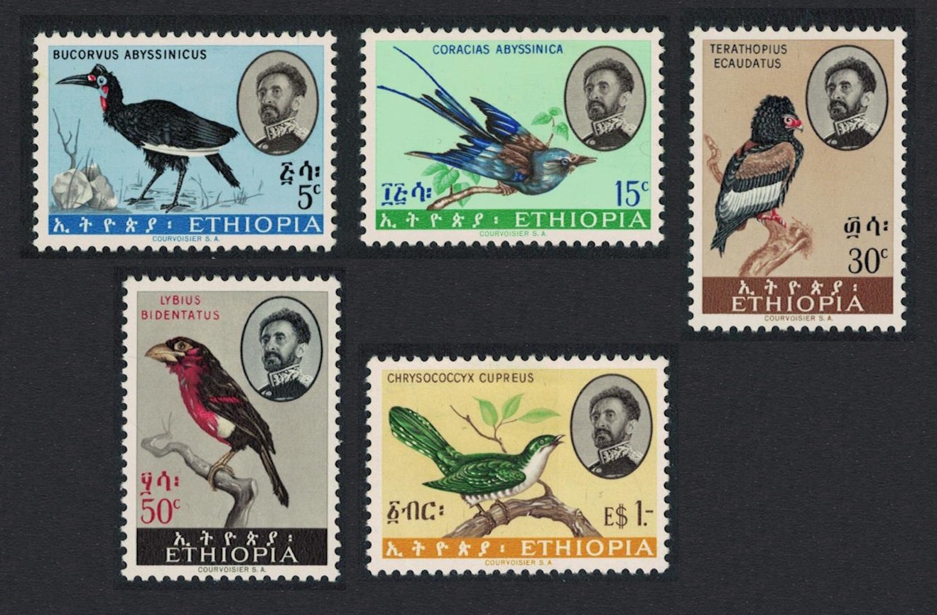 Ethiopia Hornbill Roller Bateleur Barbet Cuckoo Birds 5v 1962 MNH SG#534-538 MI#425-449 Sc#386-390