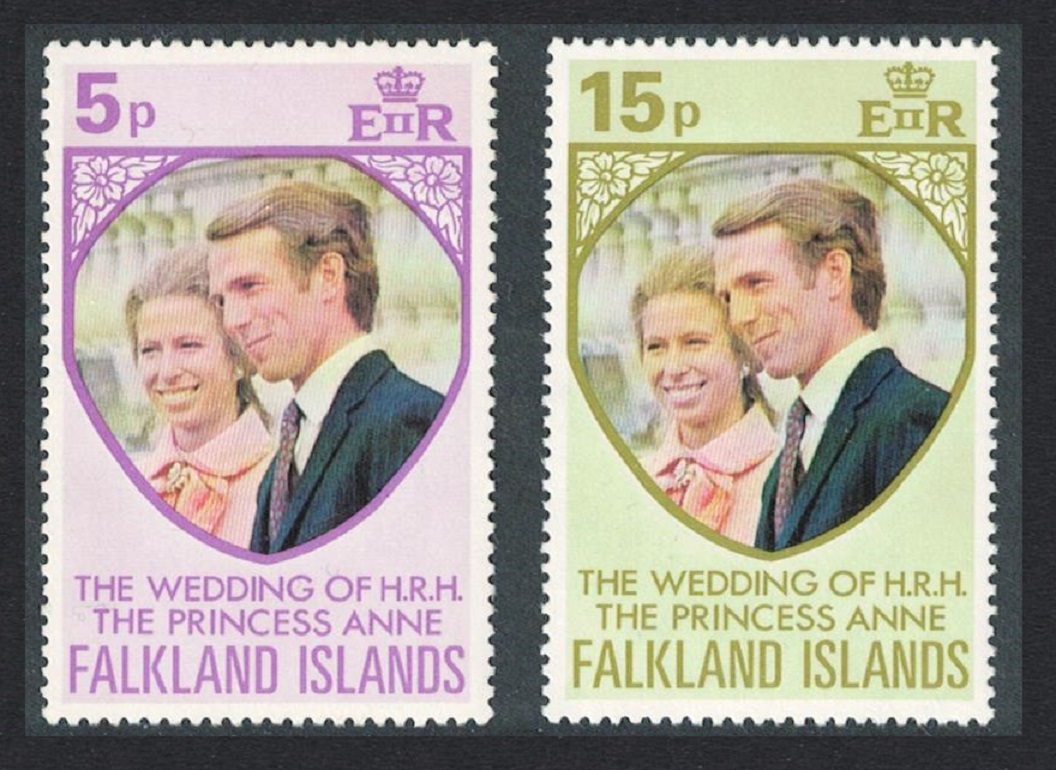 Falkland Islands Royal Wedding Princess Anne 2v 1973 MNH SG#291-292 Sc#225-226