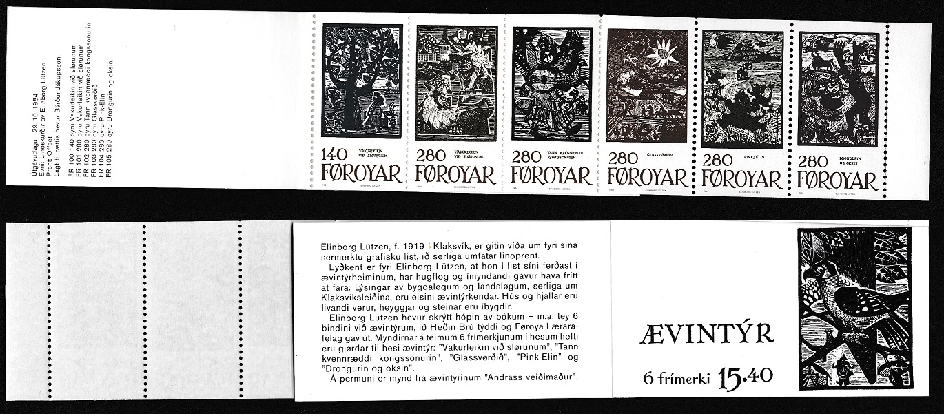 Faroe Islands Fairy Tales Booklet of 6v 1984 MNH SG#103-108 MI#MH2 Sc#120a