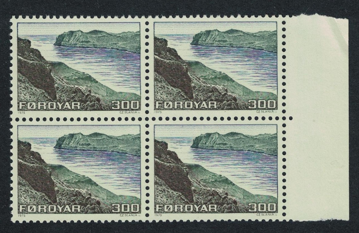 Faroe Islands Landscapes 300 ore Key Value Block of 4 1975 MNH SG#16 MI#17 Sc#17