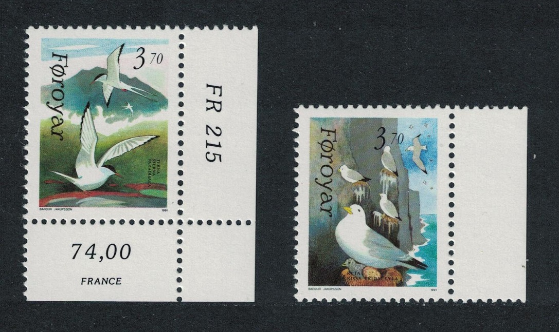 Faroe Islands Arctic Terns Kittiwakes Sea Birds 2v 1991 MNH SG#212-213 MI#221-222 Sc#224-225