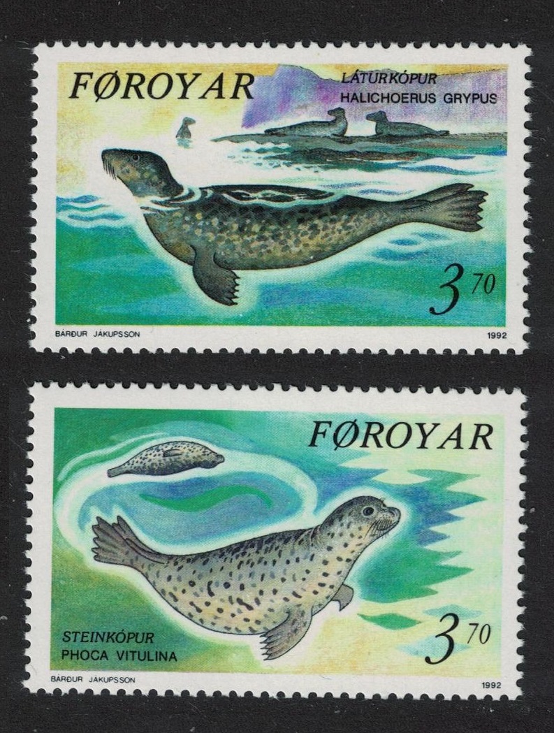 Faroe Islands Seals &#39;Halichoerus grypus&#39; &#39;Phoca vitulina&#39; 2v 1992 MNH SG#227-228 MI#235-236 Sc#239-240