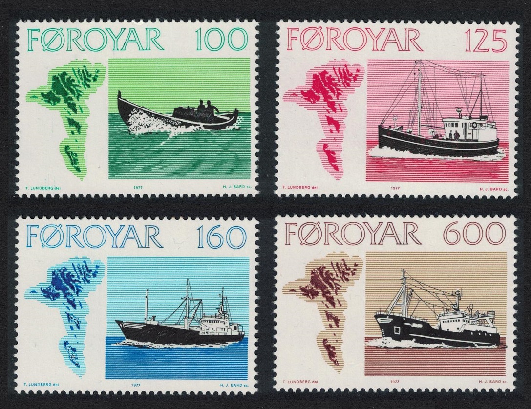 Faroe Islands Faroese Fishing Vessels 4v Def 1977 Def SG#23-26 MI#24-27 Sc#24-27