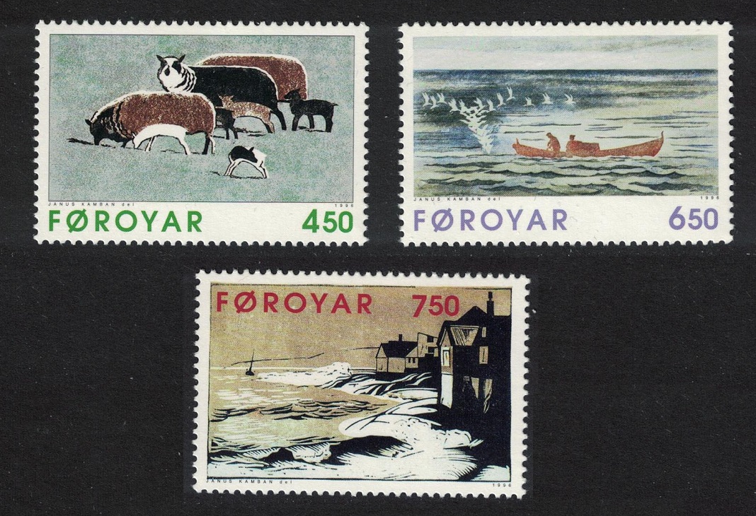 Faroe Islands Paintings by Janus Kamban 3v 1996 MNH SG#315-317 Sc#307-309