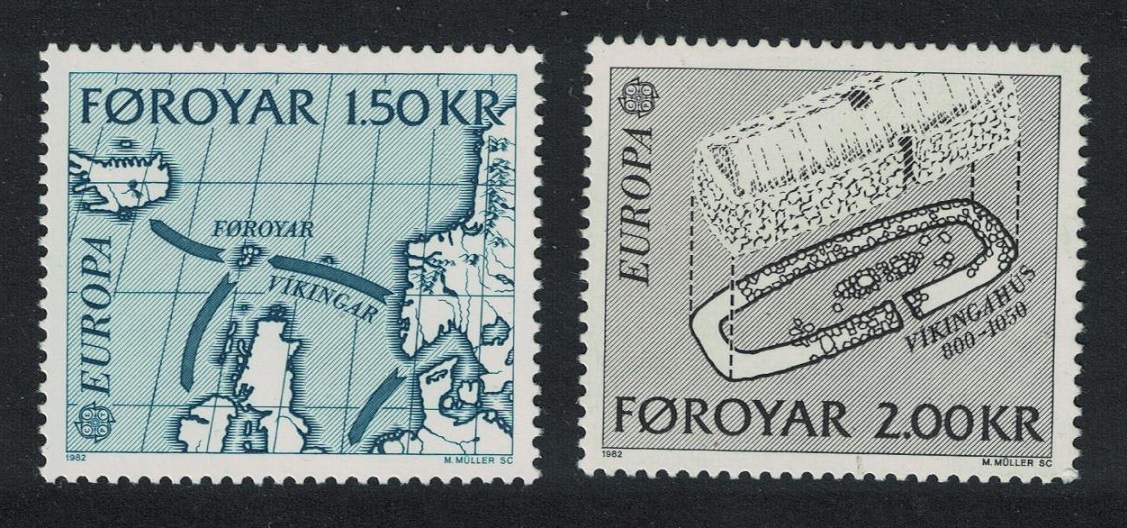 Faroe Islands Viking Voyages in North Atlantic Europa 1982 MNH SG#69-70 Sc#81-82