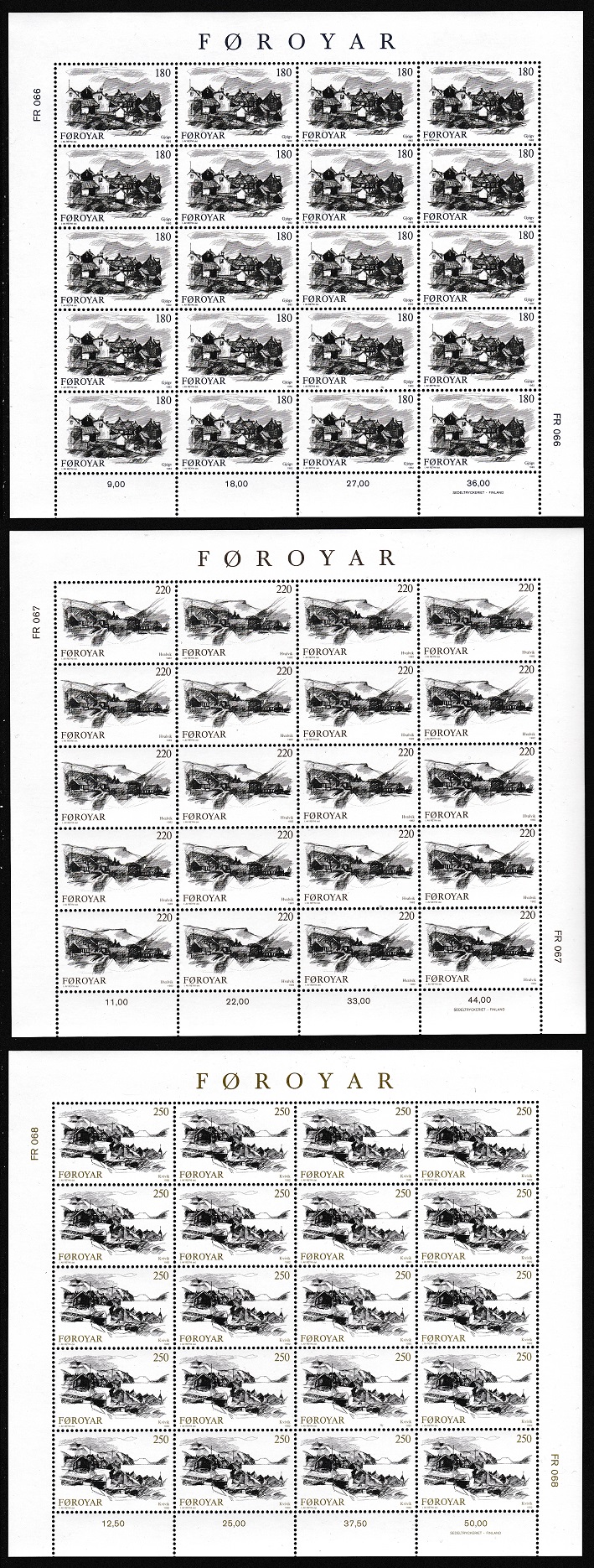 Faroe Islands Villages 3v Sheets 1982 MNH SG#71-73 Sc#83-85