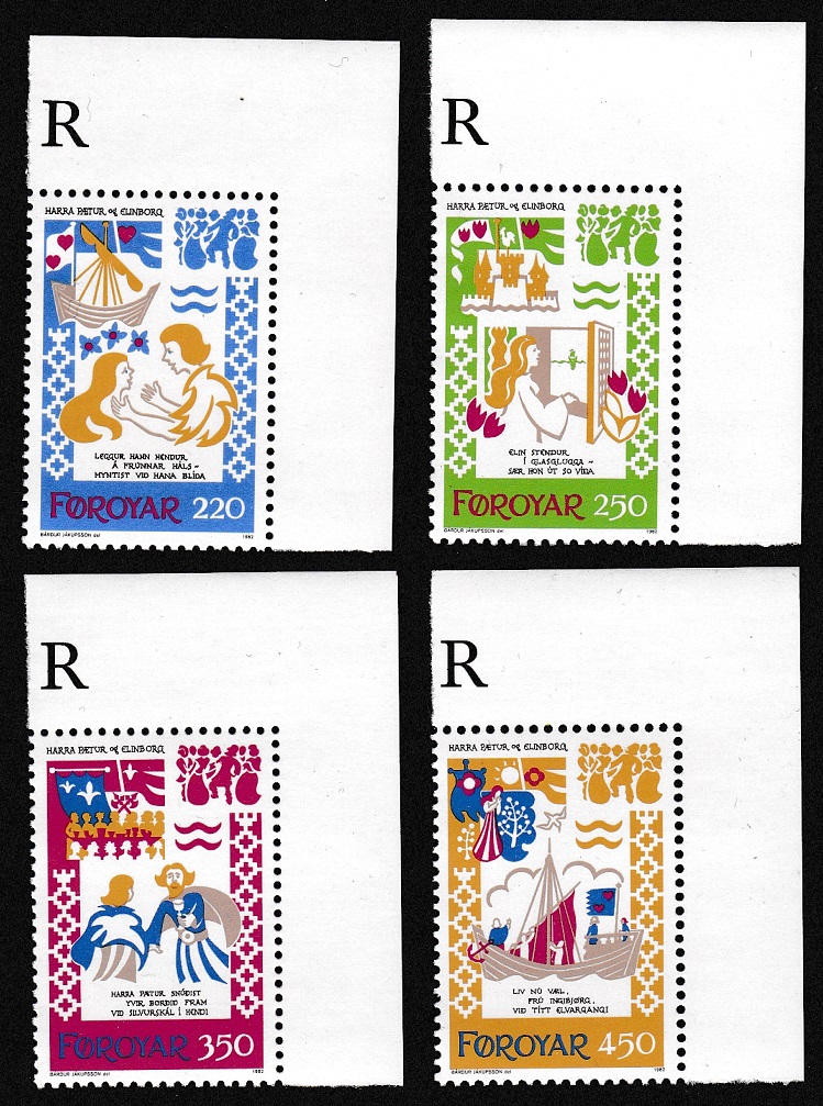 Faroe Islands The Ballad of Harra Paetur and Elinborg 4v Corners 1982 MNH SG#74-77 Sc#86-89