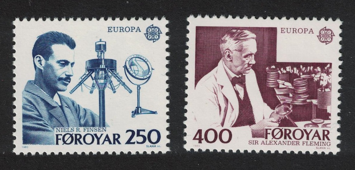 Faroe Islands Finsen Fleming penicillin Europa CEPT 2v 1983 MNH SG#83-84 Sc#95-96