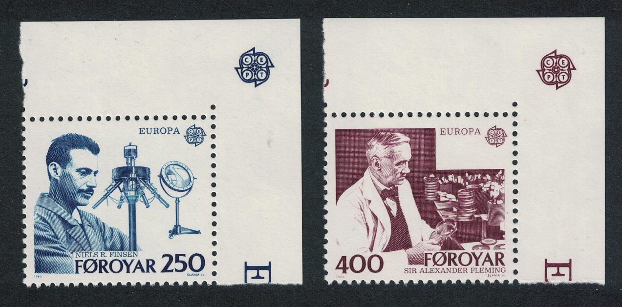 Faroe Islands Finsen Fleming penicillin Europa CEPT 2v Corners 1983 MNH SG#83-84 Sc#95-96