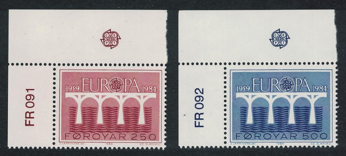 Faroe Islands Bridges Europa CEPT 2v Corners 1984 MNH SG#94-95