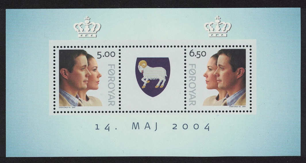 Faroe Islands Marriage of Crown Prince Frederik and Mary Elizabeth Donaldson MS 2004 MNH SG#MS465