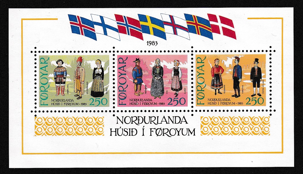 Faroe Islands Flags Costumes Inauguration of Nordic House MS 1983 MNH SG#MS89 MI#Block 1