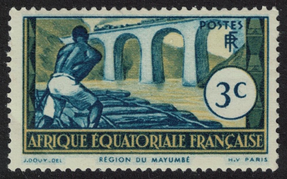 French Equatorial Africa Logging near Mayumba Trees 3c Def 1937 MNH SG#36