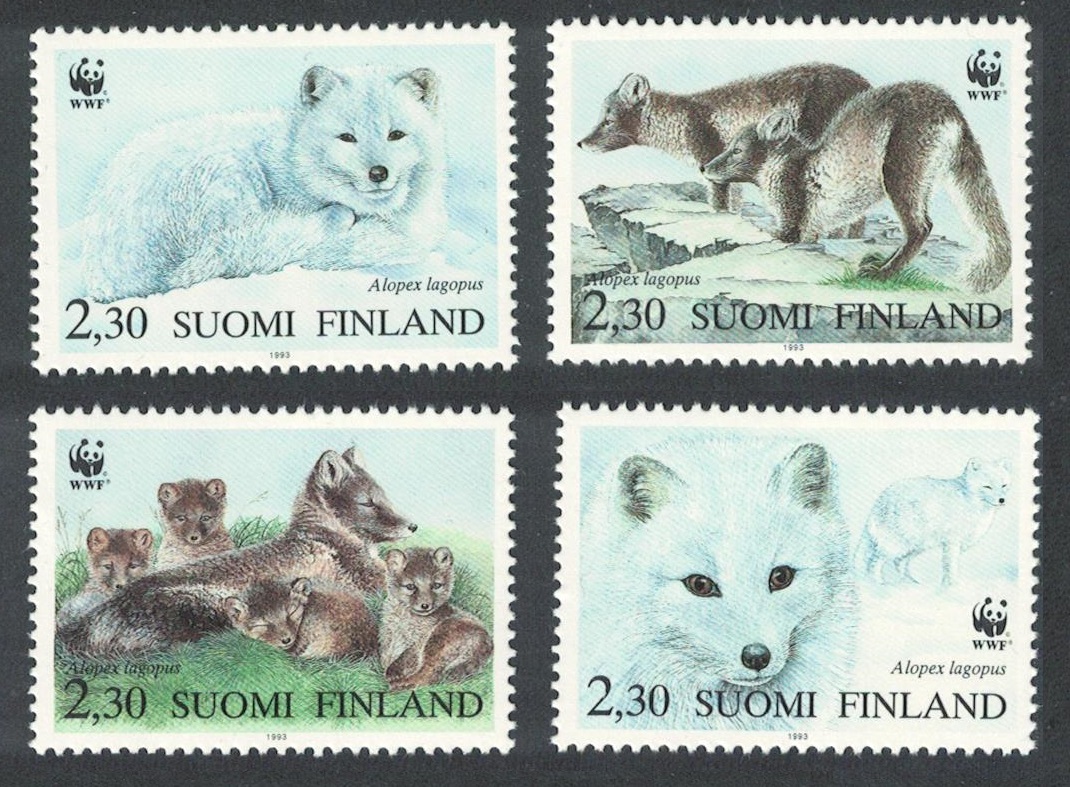 Finland WWF Arctic Fox 4v 1993 MNH SG#1310-1313 MI#1202-1205 Sc#907 a-d