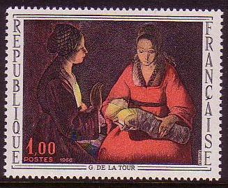 France &#39;The New-born Child&#39; by H de la Tour 1966 MNH SG#1711