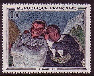 France H Daumier &#39;Crispin and Scapin&#39; painting 1966 MNH SG#1714