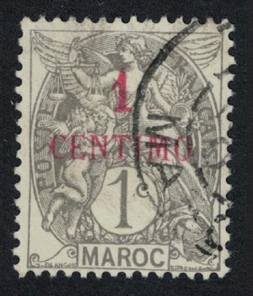 French Morocco 1c Overprint 1908 Canc SG#14 MI#20 Sc#11