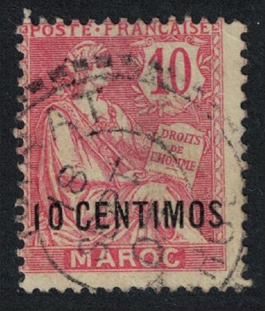 French Morocco 10 Centimos Overprint 1908 Canc SG#19 MI#12 Sc#16