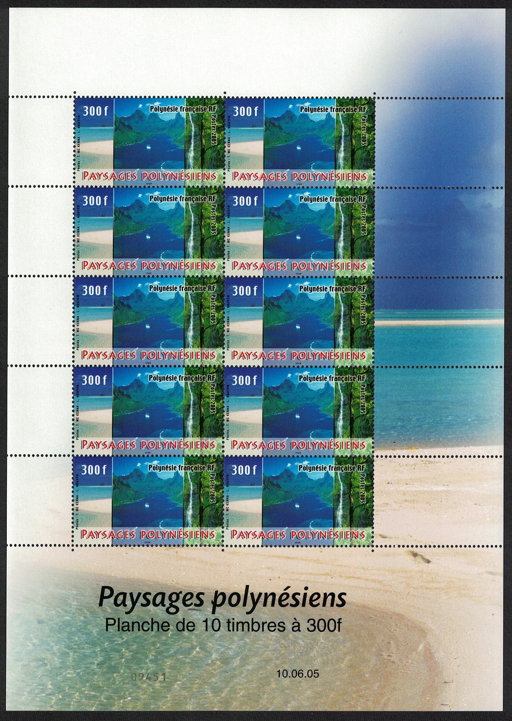 French Polynesia Tourism 300f Full Sheet 2005 MNH SG#1010